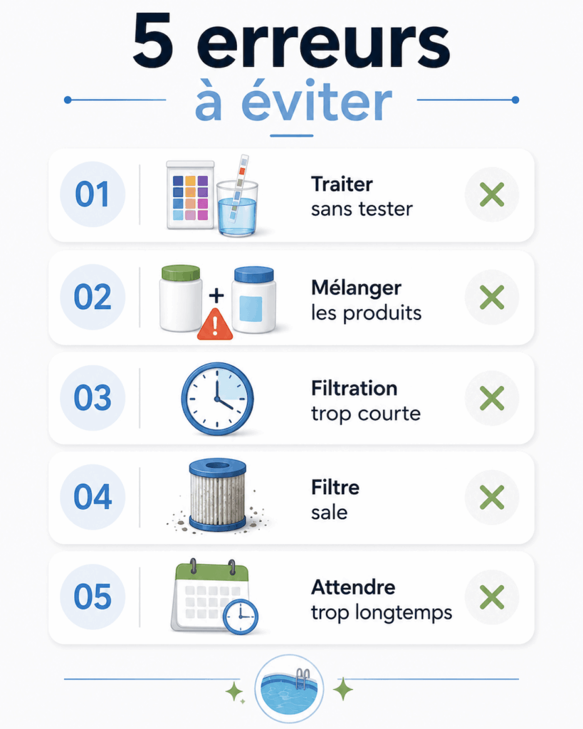 Les erreurs à éviter pour traiter une eau de piscine verte
