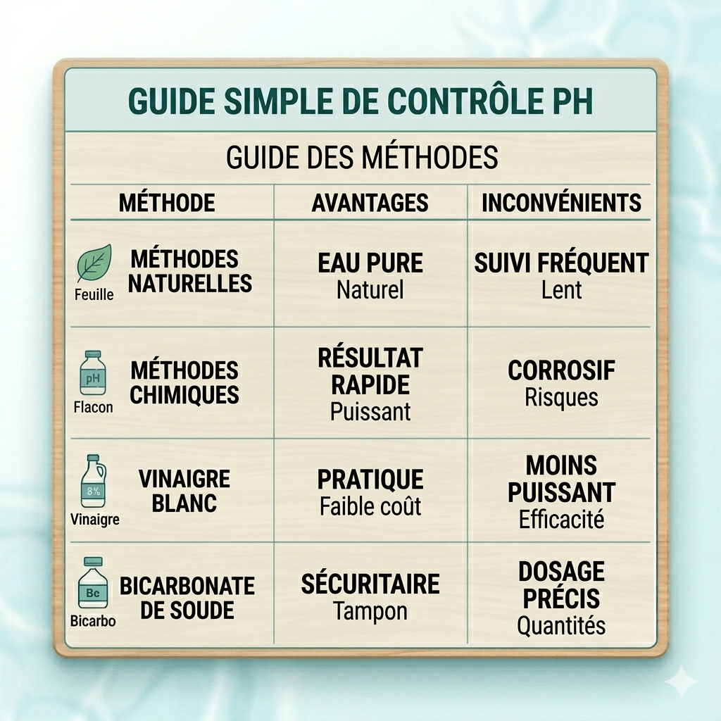 Comparatif des solutions pour baisser PH piscine