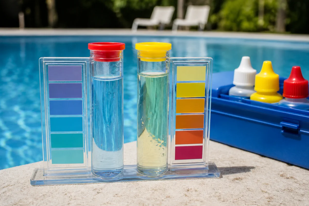 Une trousse d’analyse pour contrôler le pH de l’eau de piscine