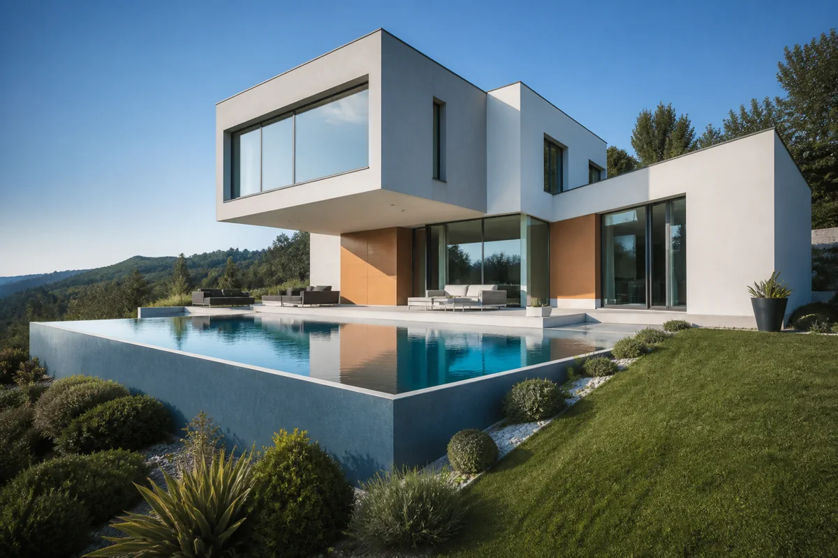 Une piscine cubique accordée à l’architecture de la maison