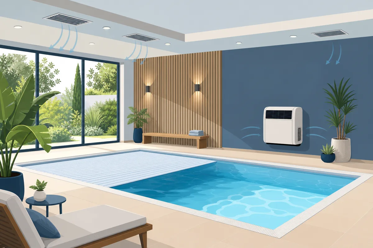 Ventilation et couverture réduisent l’humidité dans le local piscine