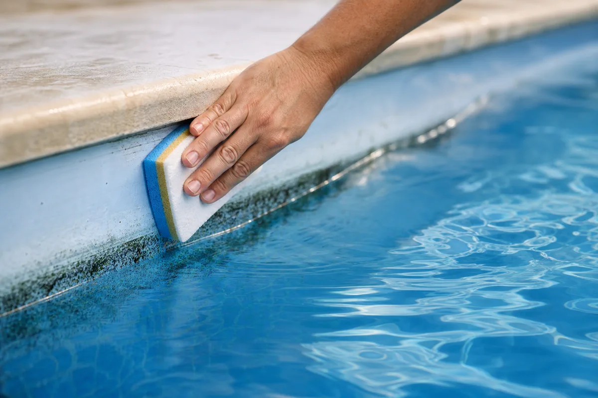 Nettoyage manuel de la ligne d’eau avec une éponge spéciale