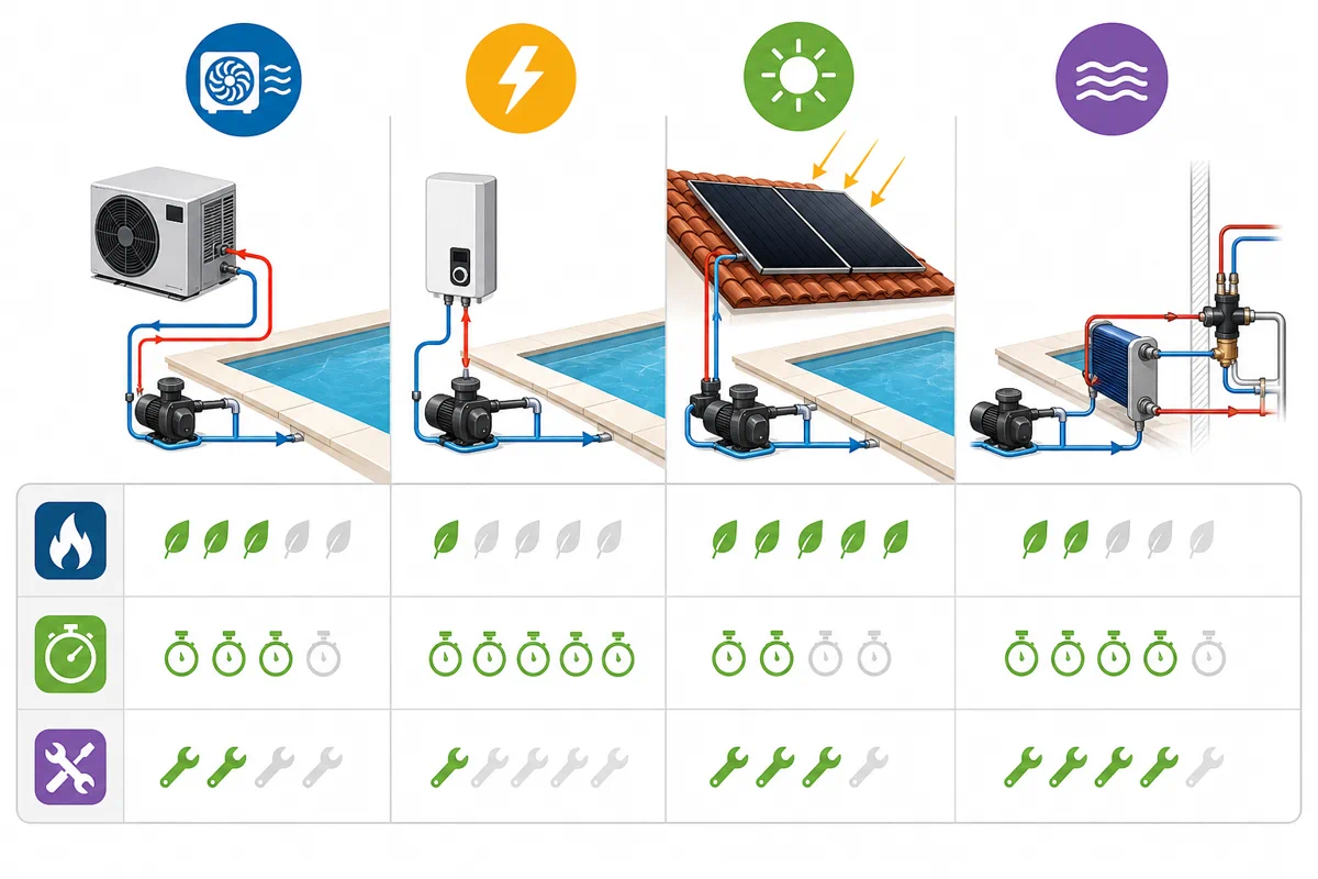 Les quatre principales solutions de chauffage pour piscine