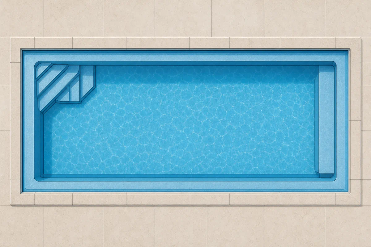 Vue schématique du bassin de 10 m x 4 m
