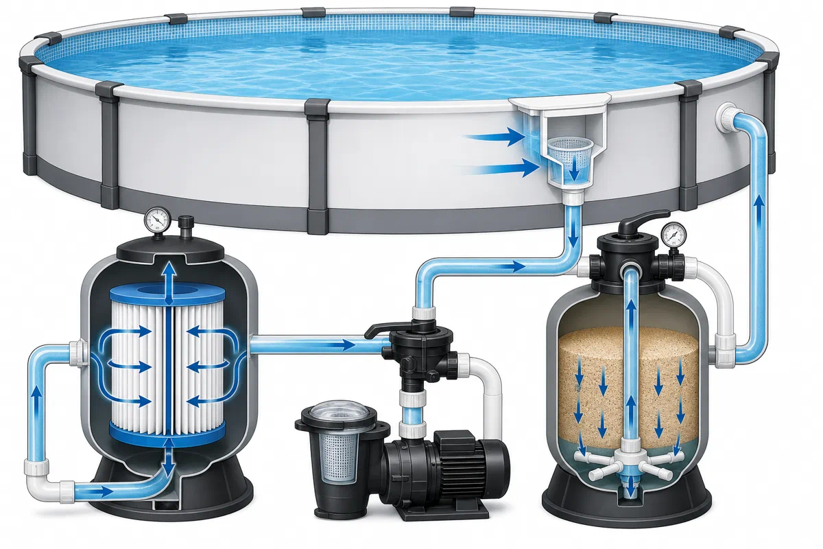 Les deux principaux systèmes de filtration d’une piscine hors sol
